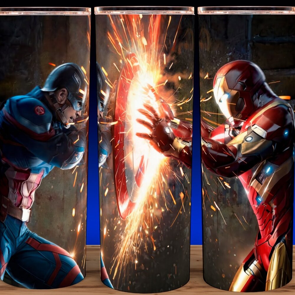 Iron Man Vs Captain America Superhero Cup Mug Tumbler 20oz